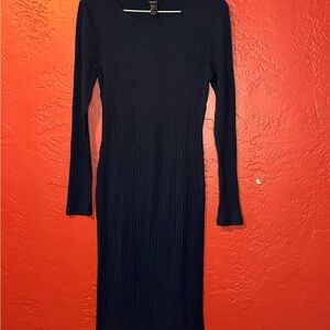 Elegant Black Ribbed Dress